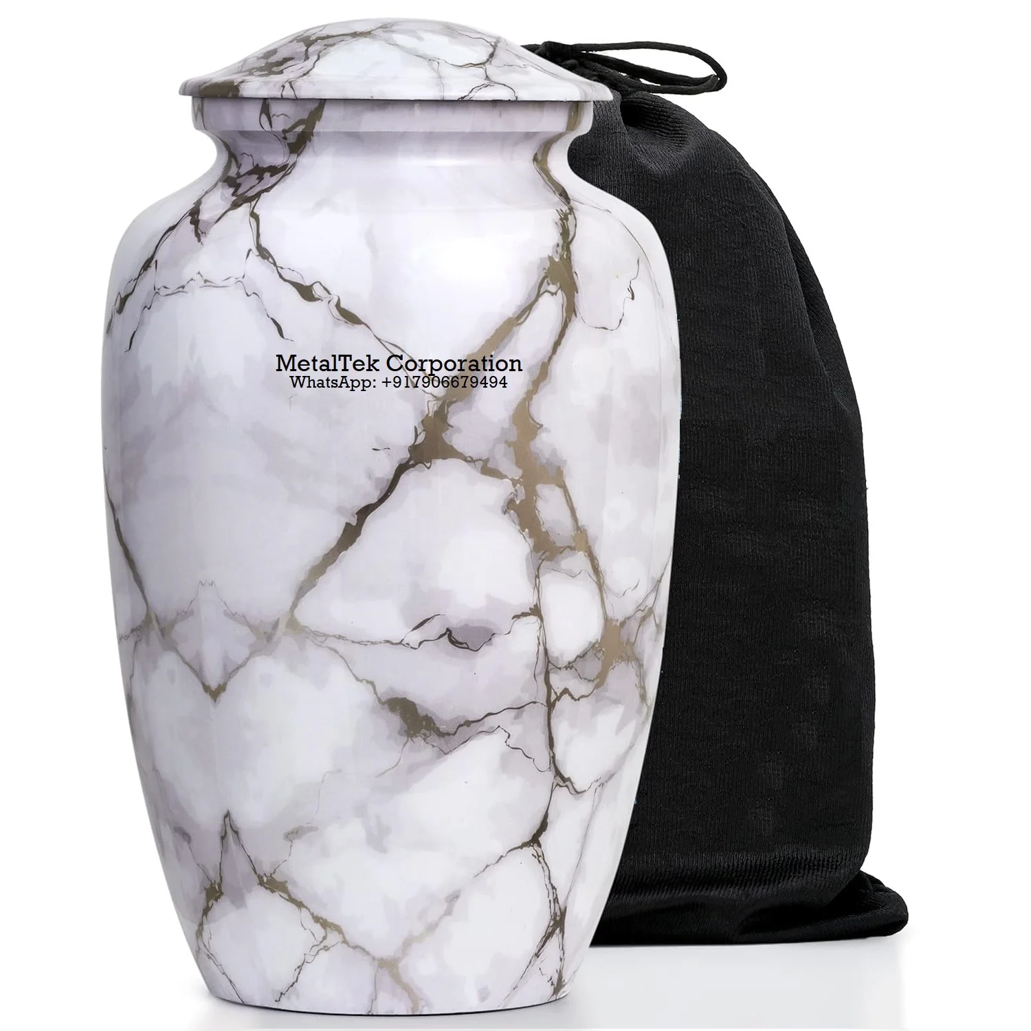 White Marble Finish Alloy Cremation Urn & Keepsake For Human Pet Cremated Ashes Funeral Supplies Memorial Burial Decorative Urns