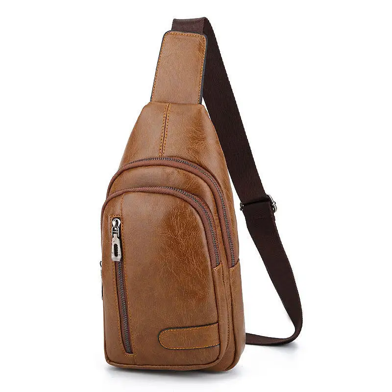 Fingerprint Lock Men Genuine Leather Man Chest Bags Smart Fingerprint System Anti Theft Single Shoulder Travel Cross Bag