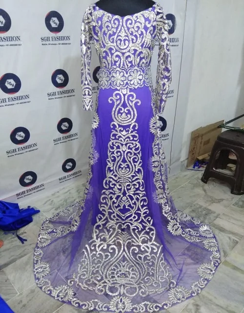 Exclusive wedding heavy Moroccan kaftan stone beaded work available in any size and color you can customize as per your choice