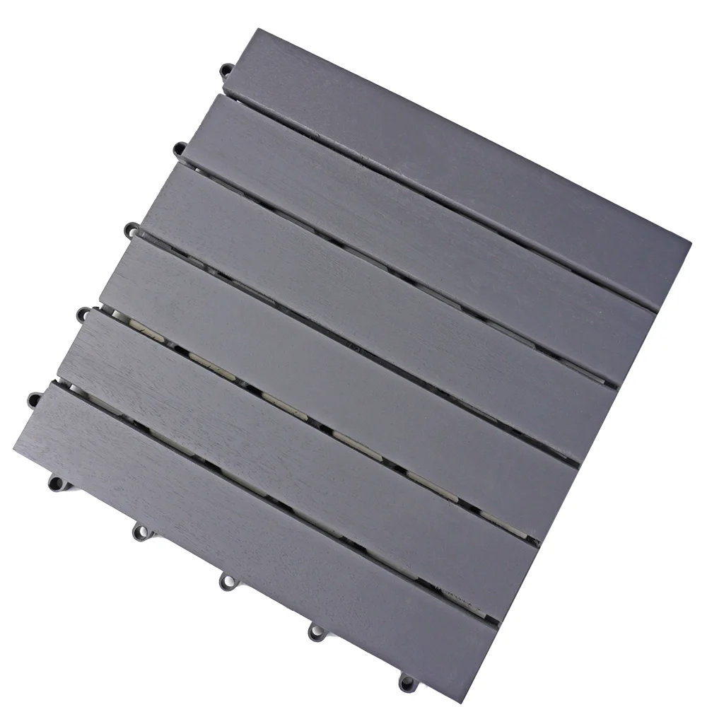 Hot Sell 6-Slat Grey Acacia Flooring Tiles Wood With Plastic Base Flooring Tiles For Balcony Garden Tiles Vietnam Origin