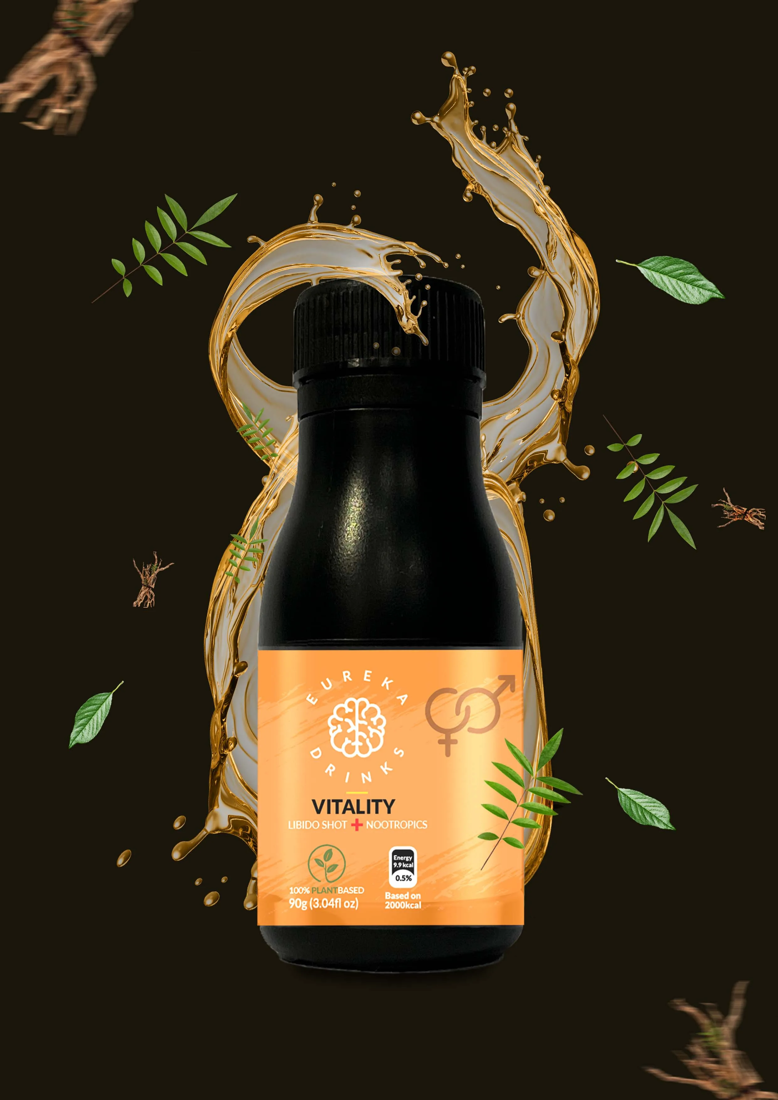 Vitality Libido Shot with Powerful Nootropic Essential Performance Natural Tongkat Ali Energy herbal healthy male drink vitality