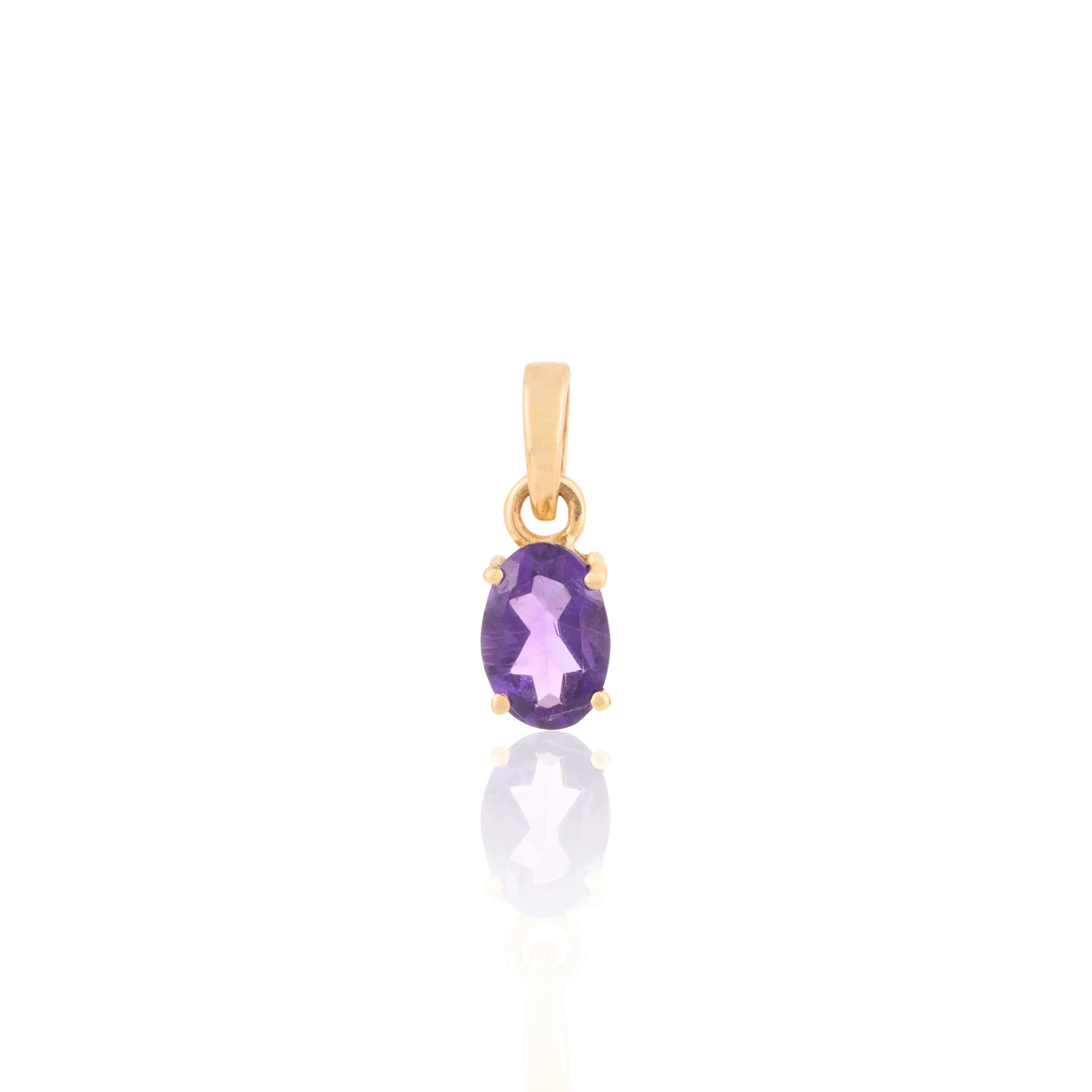 Latest Luxury Handmade Collection Of Natural Amethyst Oval Cut Gemstone Pendant 18k Solid Yellow Gold Jewelry For Women Girls