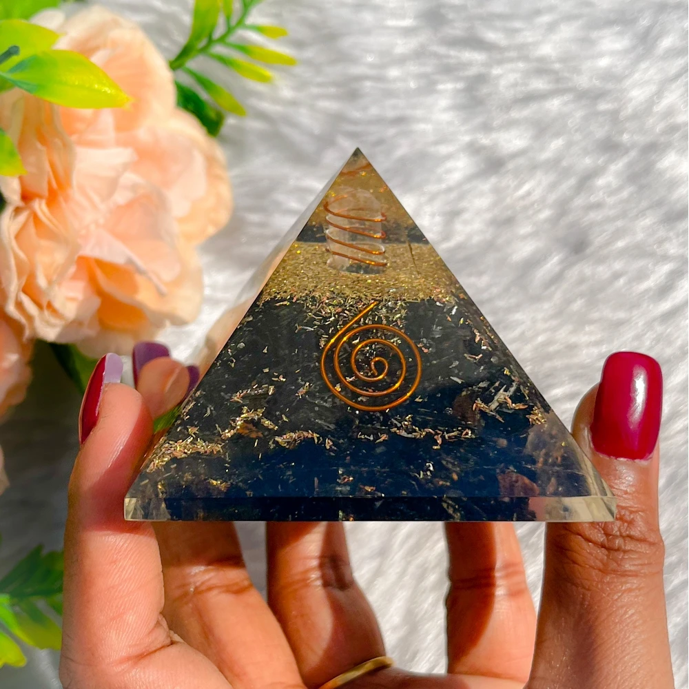 Orgone Pyramid Healing Chakra Gemstones Chips Natural Crystal Pyramid Tourmaline Best Quality Orgonite Pyramid Home Decor Gift