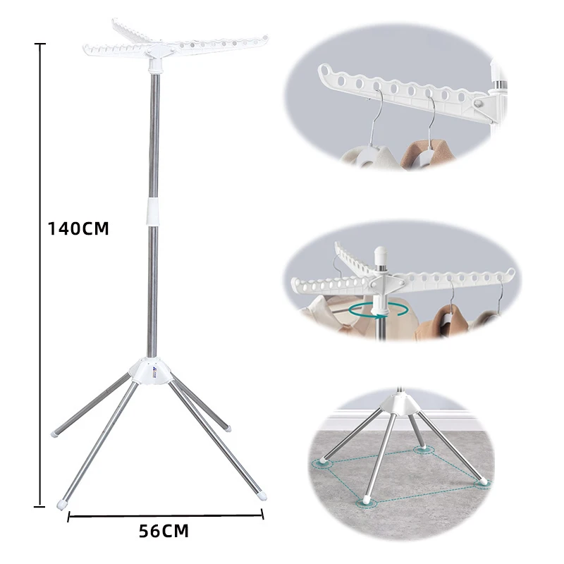 Drop-shipping Clothes Drying Rack Wholesale Folding Laundry Drying Rack with 3 Rotatable Arms for Hangers