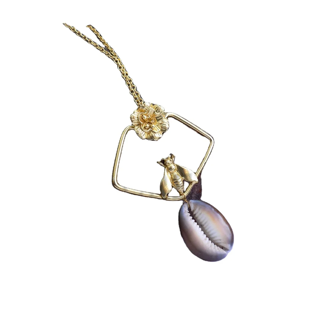 Gold plated Stylish Chain With Statement Shell Dragonfly of Necklace wholesale trendy premium product SKU5802