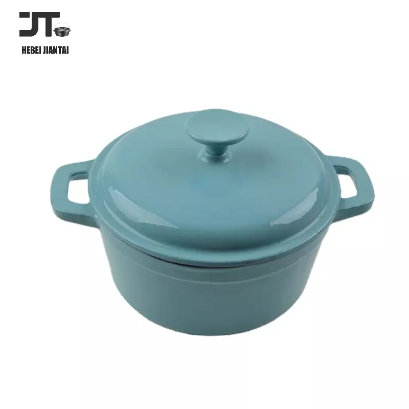 1.5L Cast Iron Covered Round Dutch Oven with Lid Enameled Casserole Pot French Oven Cookware with SS Knob for Baking Roasting