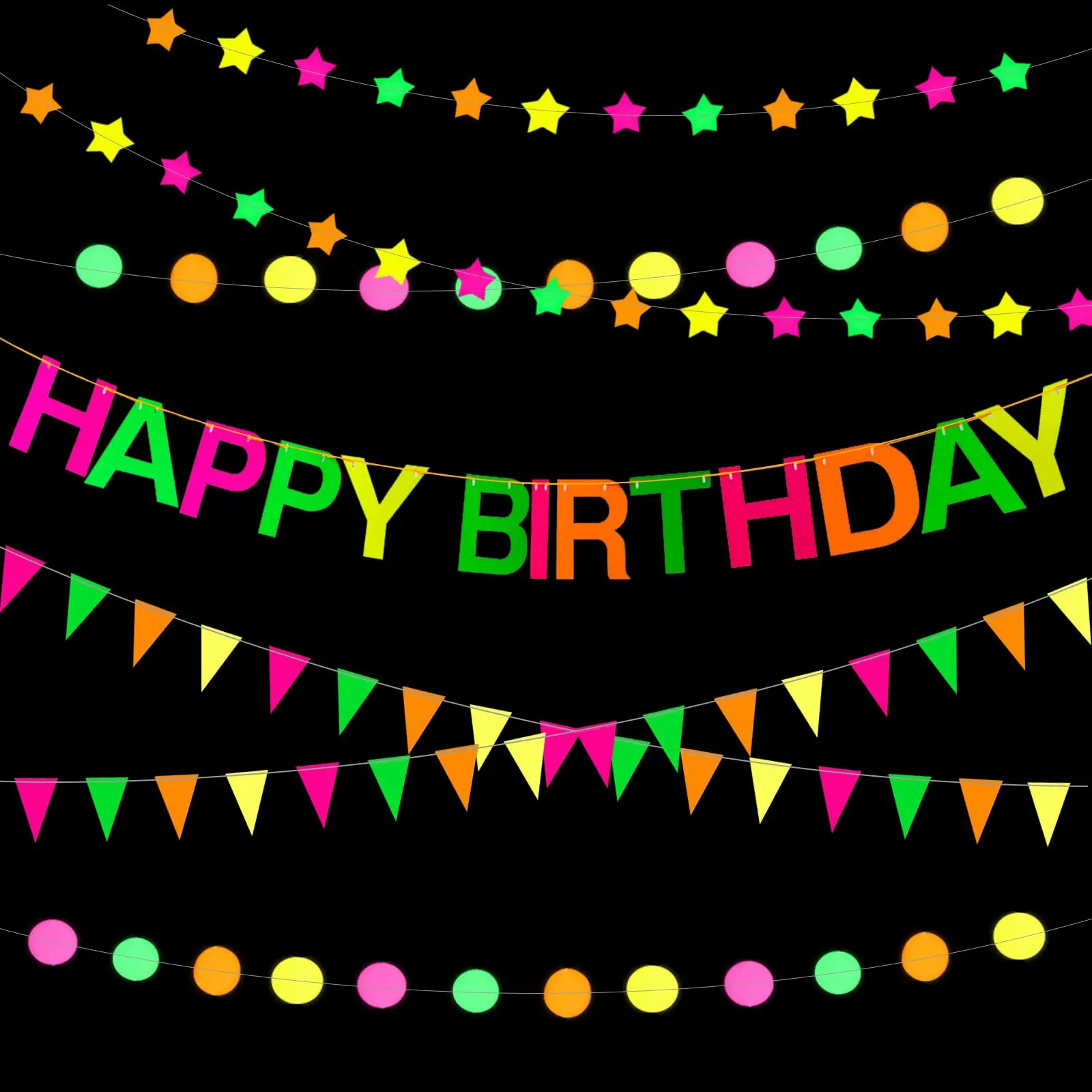 DIY Glow in UV light Party Decoration Neon Birthday Party Luminous Gloves Crepe Paper Garlands Glowing Fluorescent Year Supplies