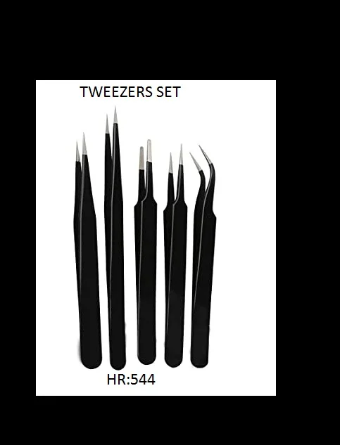 Welcomed Eyelash Tweezers With Logo With Paper Transfering PrintingEYELASH TWEEZERS set black with pouch