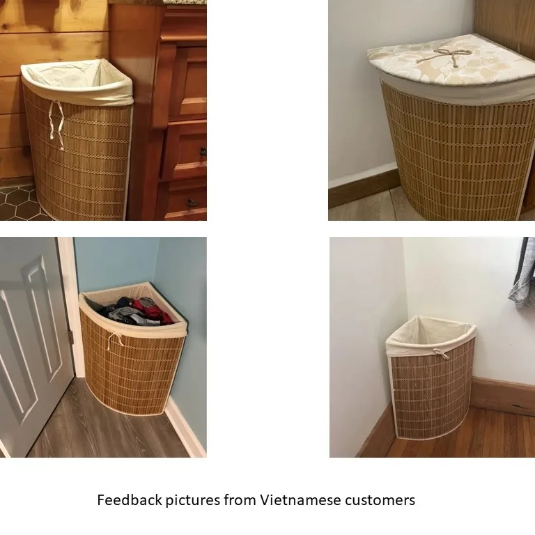 Elegant Foldable Collapsible Natural Bamboo Woven Baskets Weaved Laundry & Clothing Home Storage Organizer Vietnam Supply