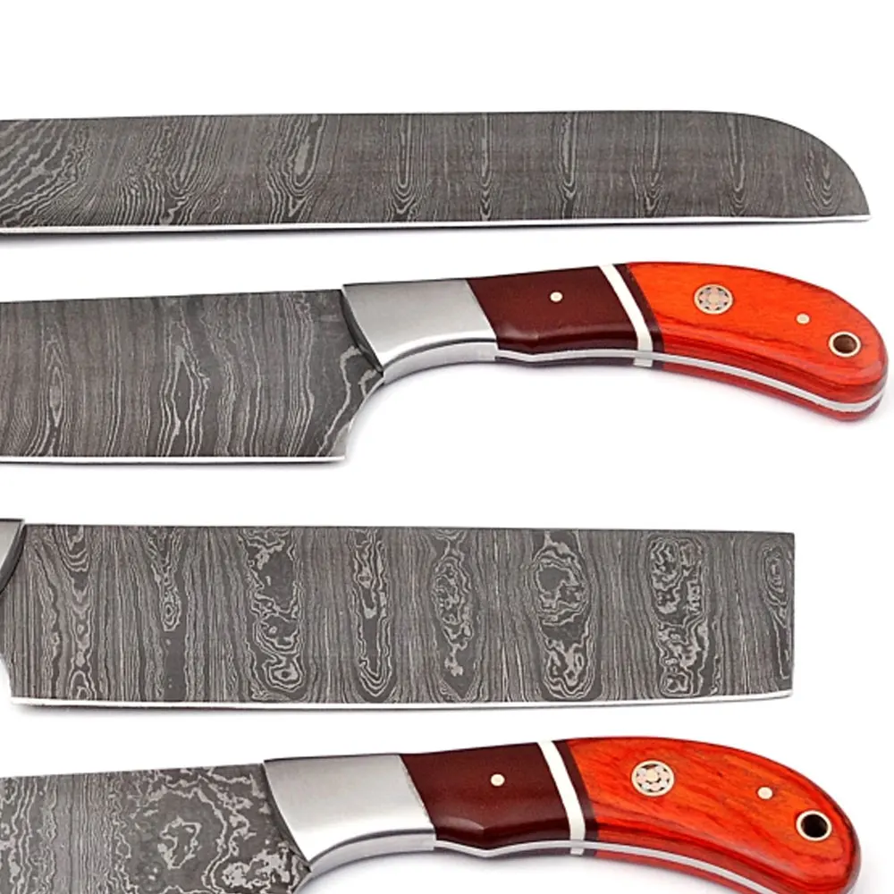 Best Quality Damascus Steel Kitchen Knife Sets For Chef / Pakistan Made Handmade Damascus Steel Chef Knives Set