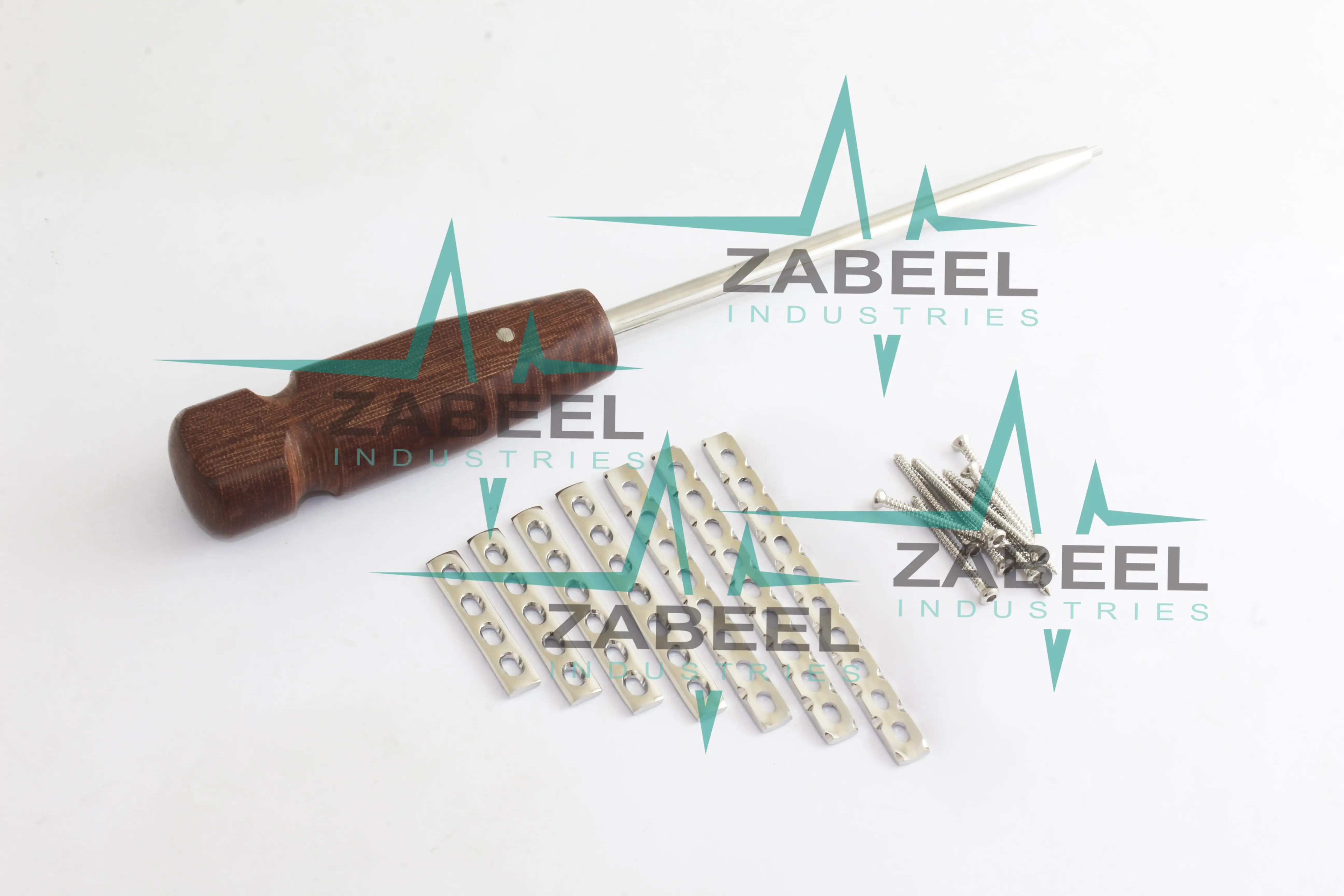 2.4mm LC-DCP Plates & Cortical Screws Set & Screws Driver 109 Pcs Ortho/Vet Implants + 1 PC of Hex Screw Driver by ZaBeel Indust