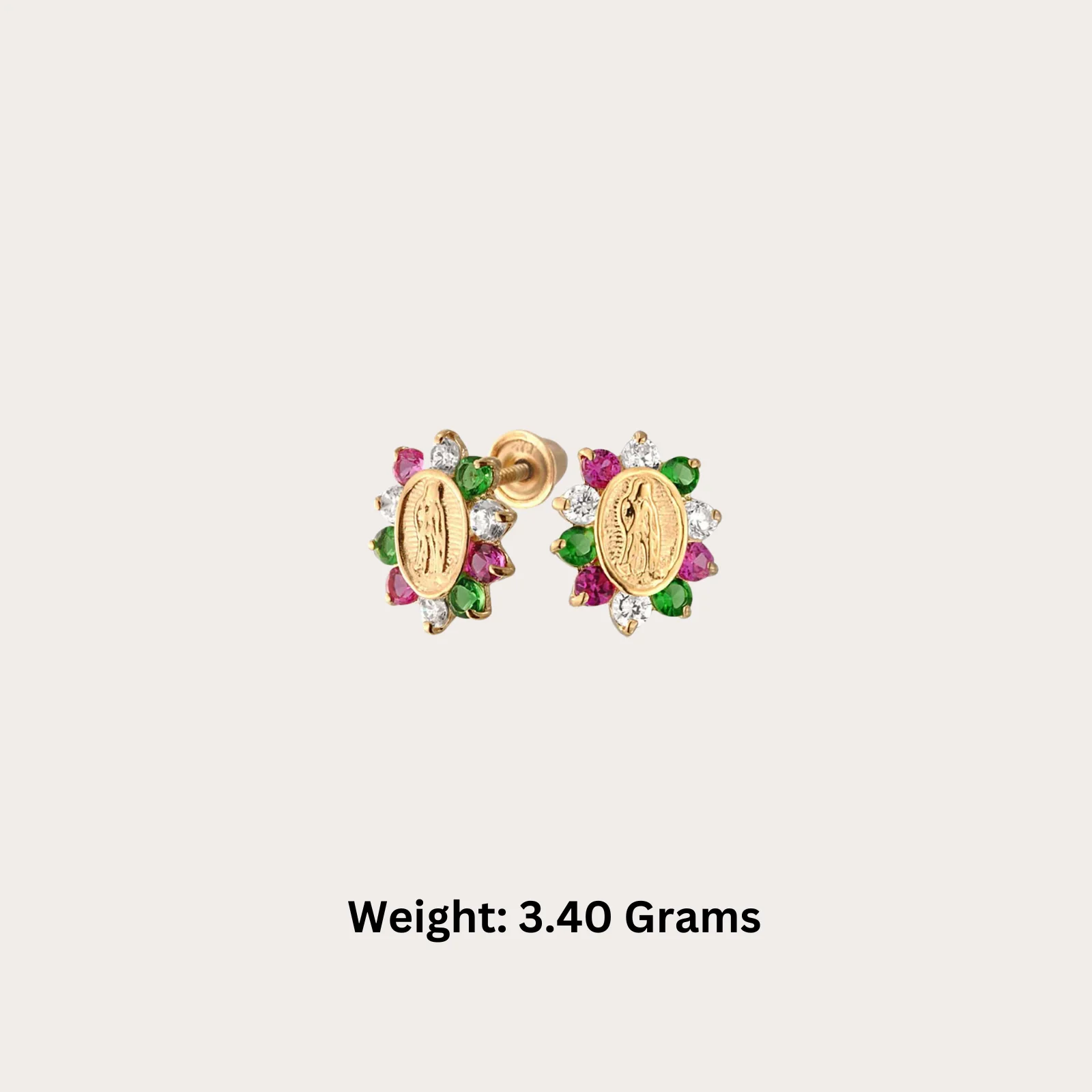 Trending Multi color CZ Studded Virgin Mary Earring for Women Girls Ear Studs Religious Jewelry