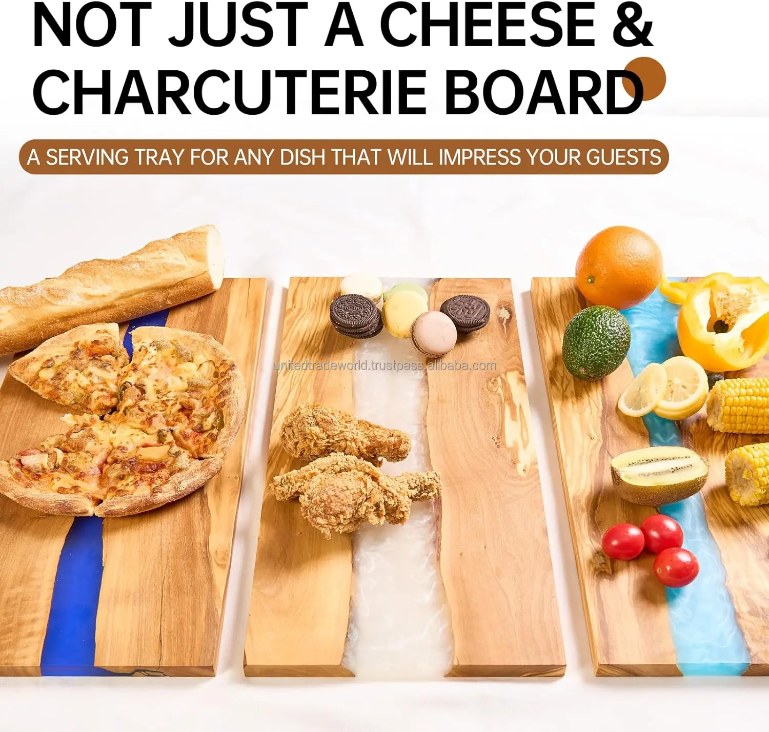 Italian Olive Wood luxury Cheese board with Resin Charcuterie board Chopping and Cutting Board for Meat Vegetable & Fruit