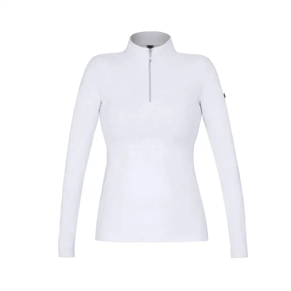 White Equestrian Competition Womens Quick Dry Long Sleeve Yoga Workout Shirts Horse Riding Equestrian Clothing Gym Fitness