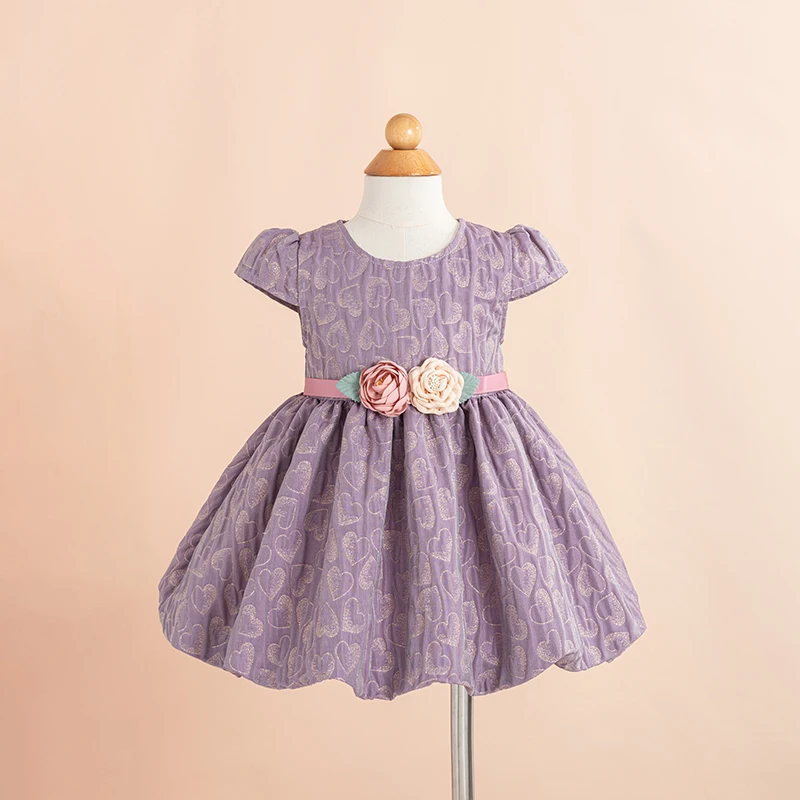 MBP468 Wholesale Toddler Girls Party Dresses Solid Color First Communion Dresses With Zipper Crew Neck