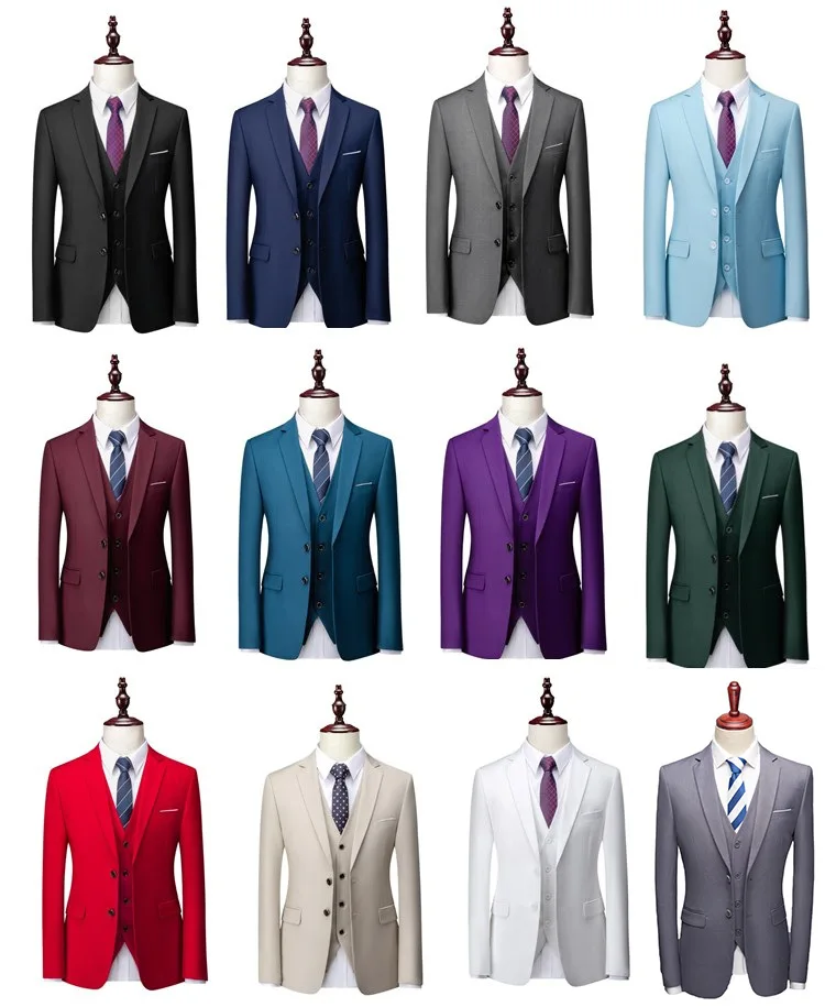 Jacket + Pant + Vest Latest Men Suit Men Business Slim Suits Sets Wedding Dress Three-piece Suit Blazers Coat Trousers Waistcoat