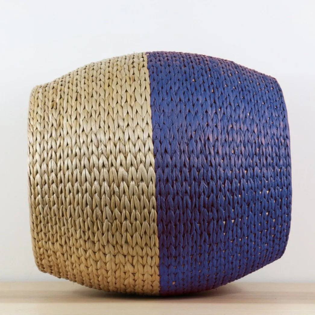 Rustic ottoman sofa comfortable water hyacinth pouf compostable chair cushion poufs for export from Vietnam