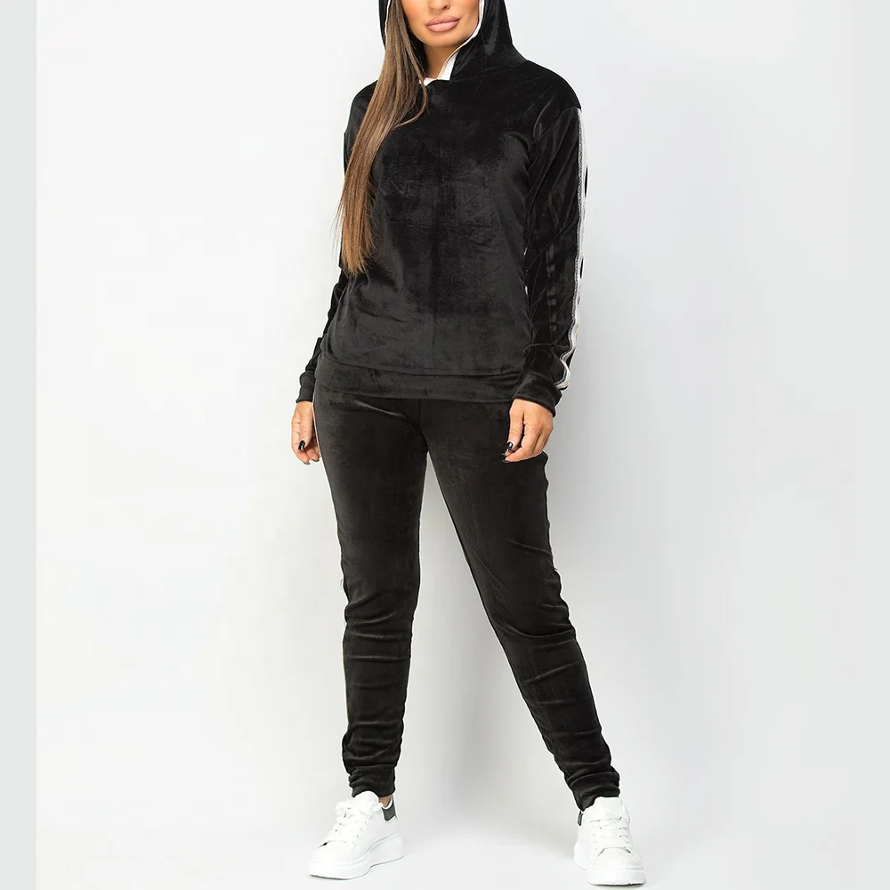 Apparel Processing Services For Women Tracksuit Zip Up Sweatsuit your Own Logo Plain Velvet Tracksuit