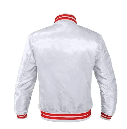 2024 New New Fashion Style Custom Satin Varsity Jacket Wholesale Men School Satin Baseball Jackets