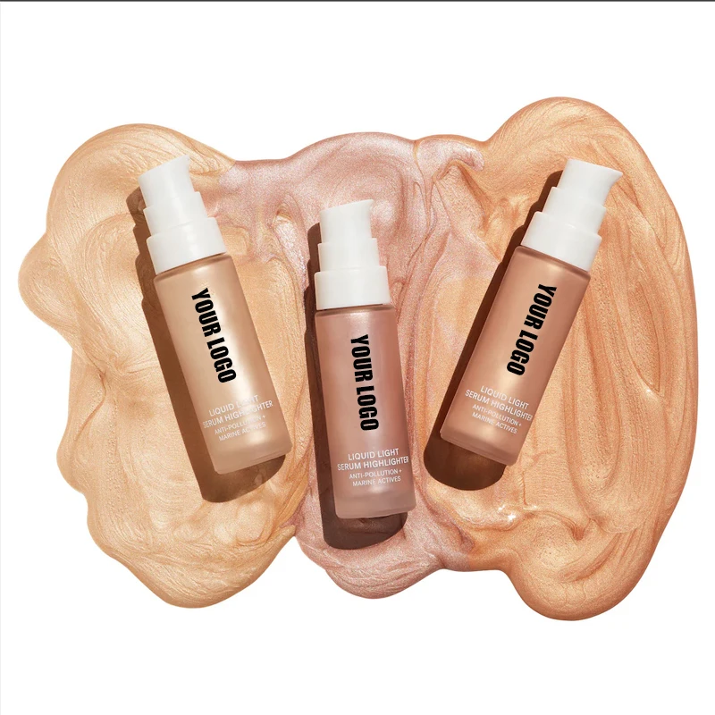 Custom Private Label Glitter Makeup High Gloss Vegan Liquid Highlighter Illuminator For Perfectly Dewy Skin