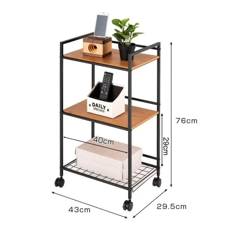 3 Tier Rolling Storage Organizer Food Trolley Shelves Mobile Hand Cart