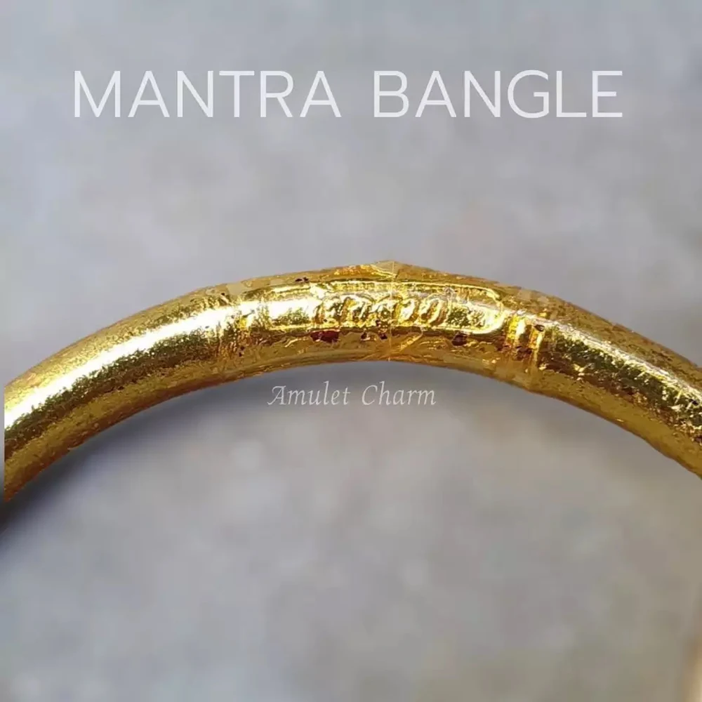 Hot Sale Best Quality Premium  quality gold leaf bangle PVC rubber mantra bracelet buddhist from Thailand