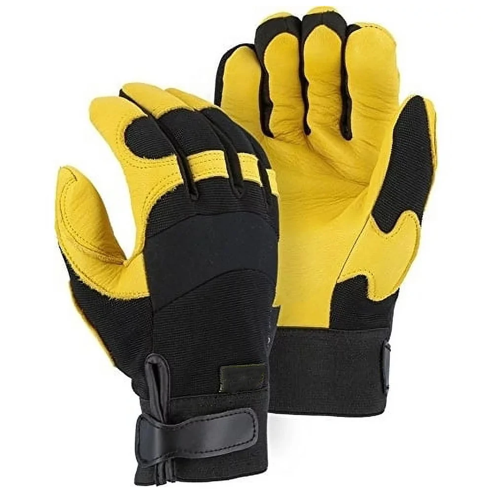 Pakistan Deerskin Leather Gloves Golden Winter Lined Mechanic Gloves with Windproof Heat Resistance for Working