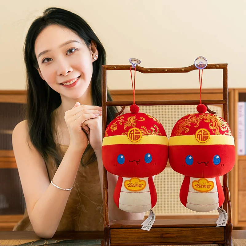 Super Soft PP Cotton Filled Plush Doll Tang Hat Snake Stuffed Animal Toy for New Year Gift