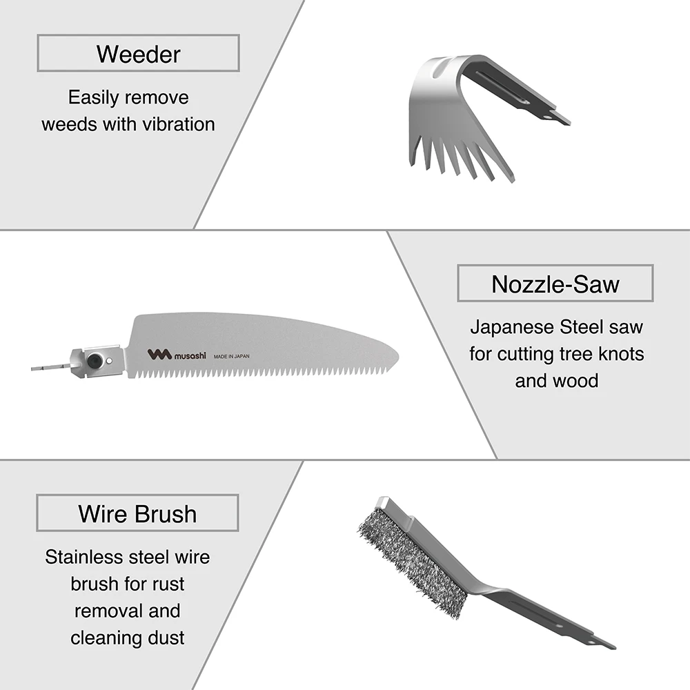 Musashi Cordless Electric Garden Hand Tools with Rechargeable Battery to pull up weeds by roots