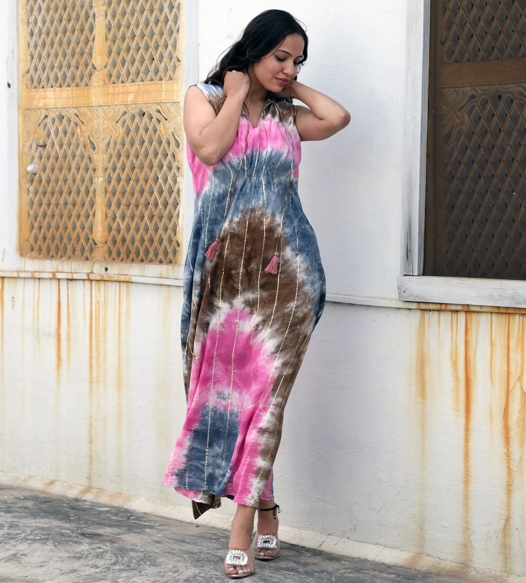 2024 летнее женское элегантное длинное платье с несколькими завязками, длинное пляжное платье без рукавов