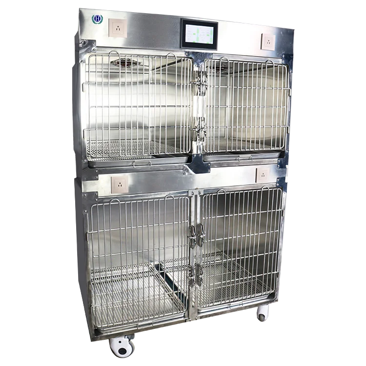 Hacemey Stainless Steel Infrared Warm Light Oxygen Cabin Cage Oxygen Vet clinic ICU Cage With Red Light for Animal Hosp