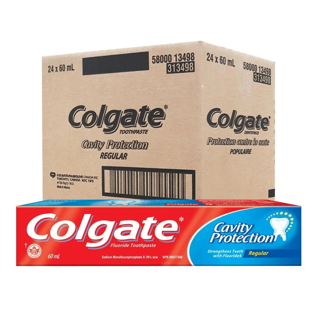 Colgate Cavity Protection Fluoride Toothpaste, Regular, 60 ml Pack of 24