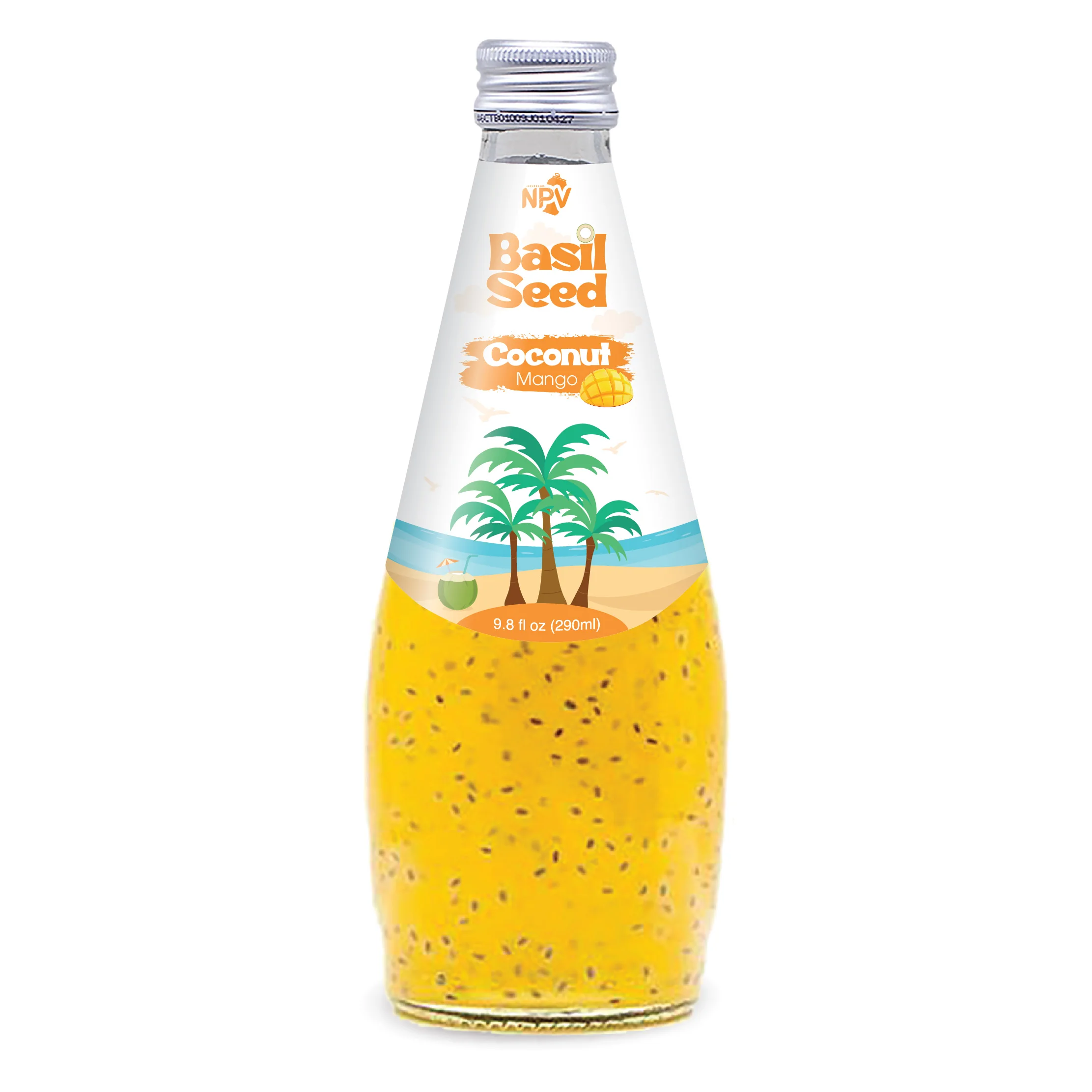 Supplier OEM  290 ml bottle  Basil Seed Drink Coconut Water Strawberry  Flavor Free Sample Free Design