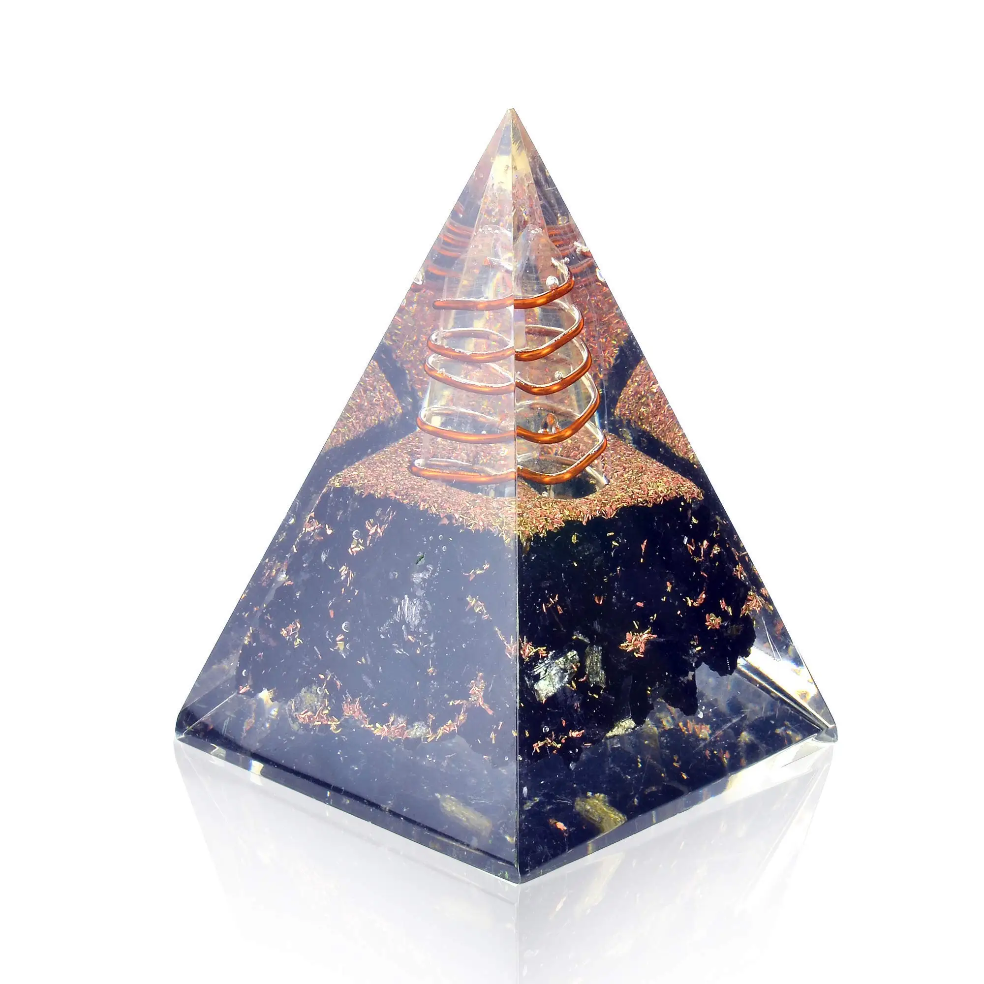 wholesale shungite orgonite pyramid with tree of life symbol:emf protection:orgone pyramid:healing crystal stone:table decor