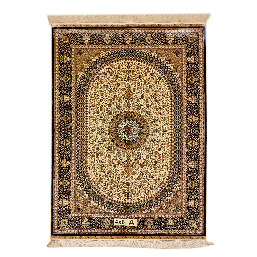 YUXIANG 4*6ft Hand Knotted Chinese Rug Antique Persian Silk Tapestry Oriental Classic Silk Carpet