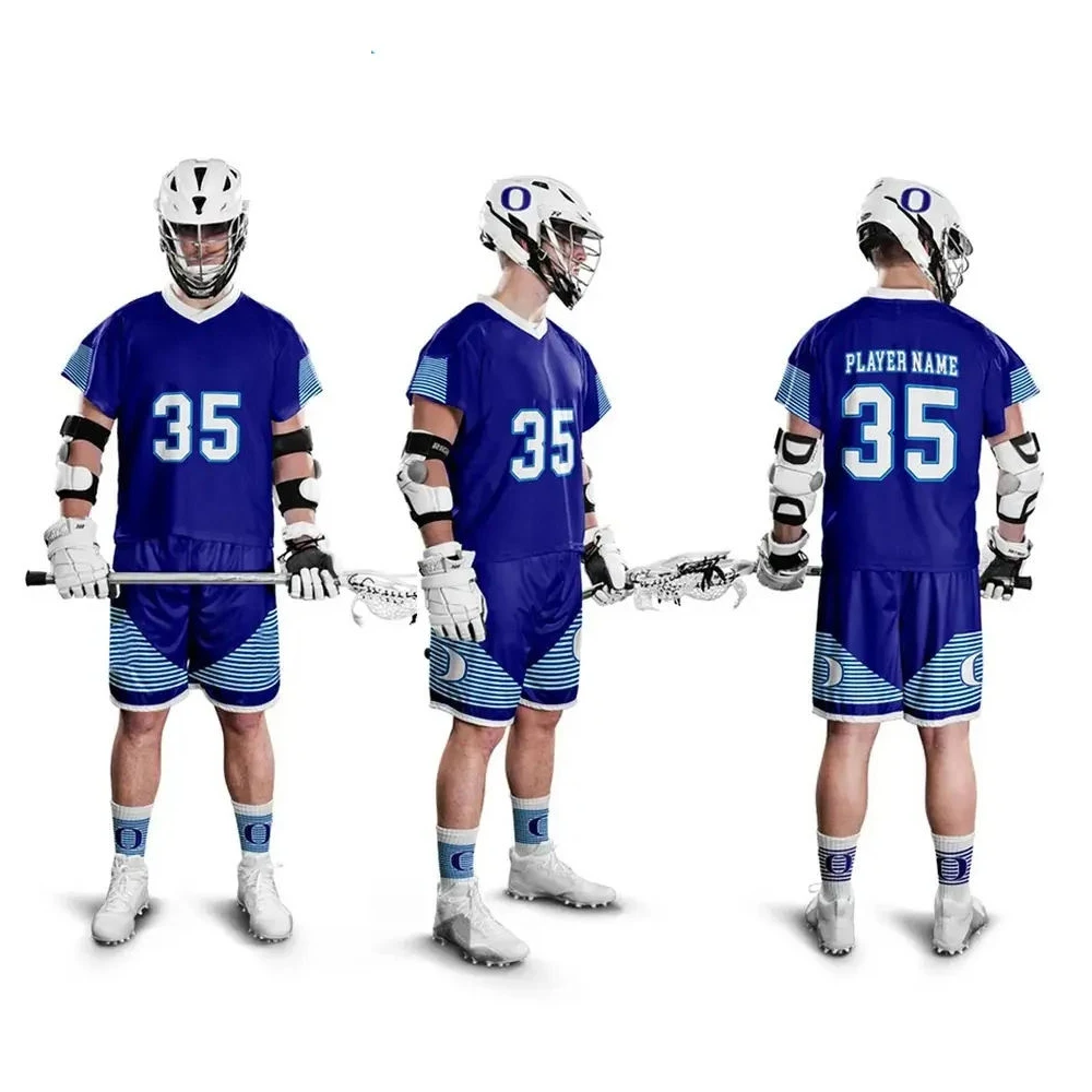 New Digital Printing Custom Made Design Lacrosse Team Uniforms Sportswear Sublimated Lacrosse Uniforms
