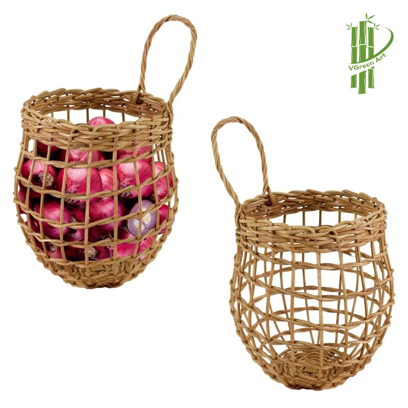 ECO Wall Hanging basket Garlic Onion baskets rattan wicker kitchen basket storage fruit Baby Toy Storage flower pots & planters