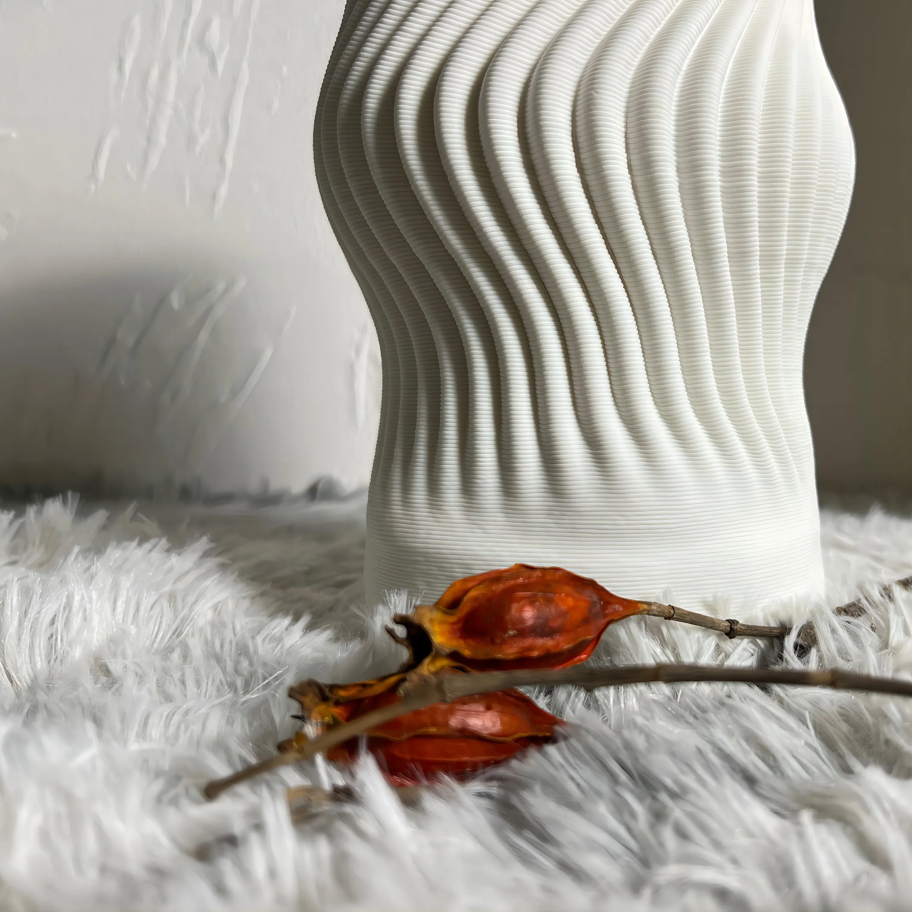 YKL3D Ceramic Printing Vase Rotating Line Modern Living Room Soft Decoration Dried Flower Table Decoration