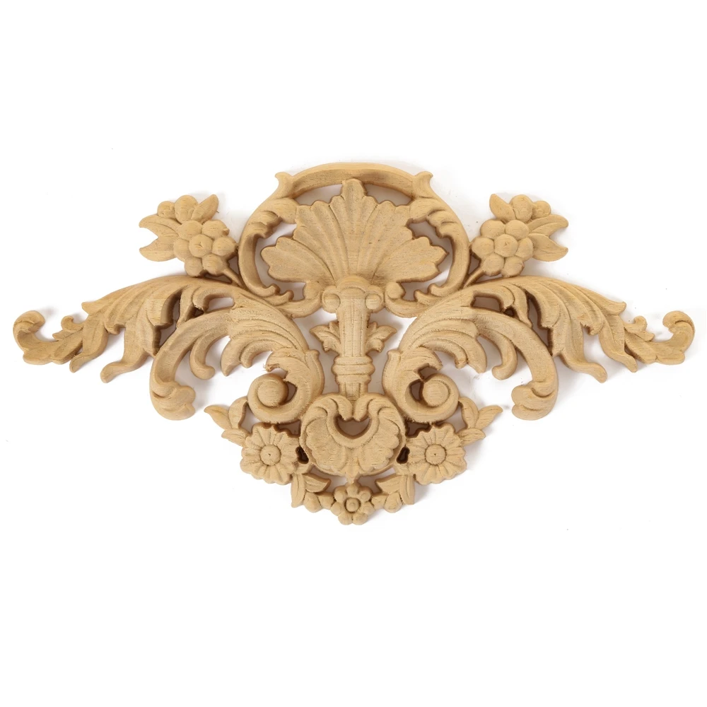 NEW Solid wood French wood carving Applique Onlays European style wall panel carved parts background wall design
