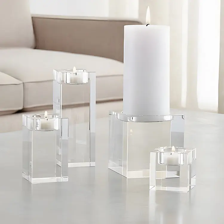 Hex Large Crystal Tea Light Candle Holder Acrylic Candle Stand