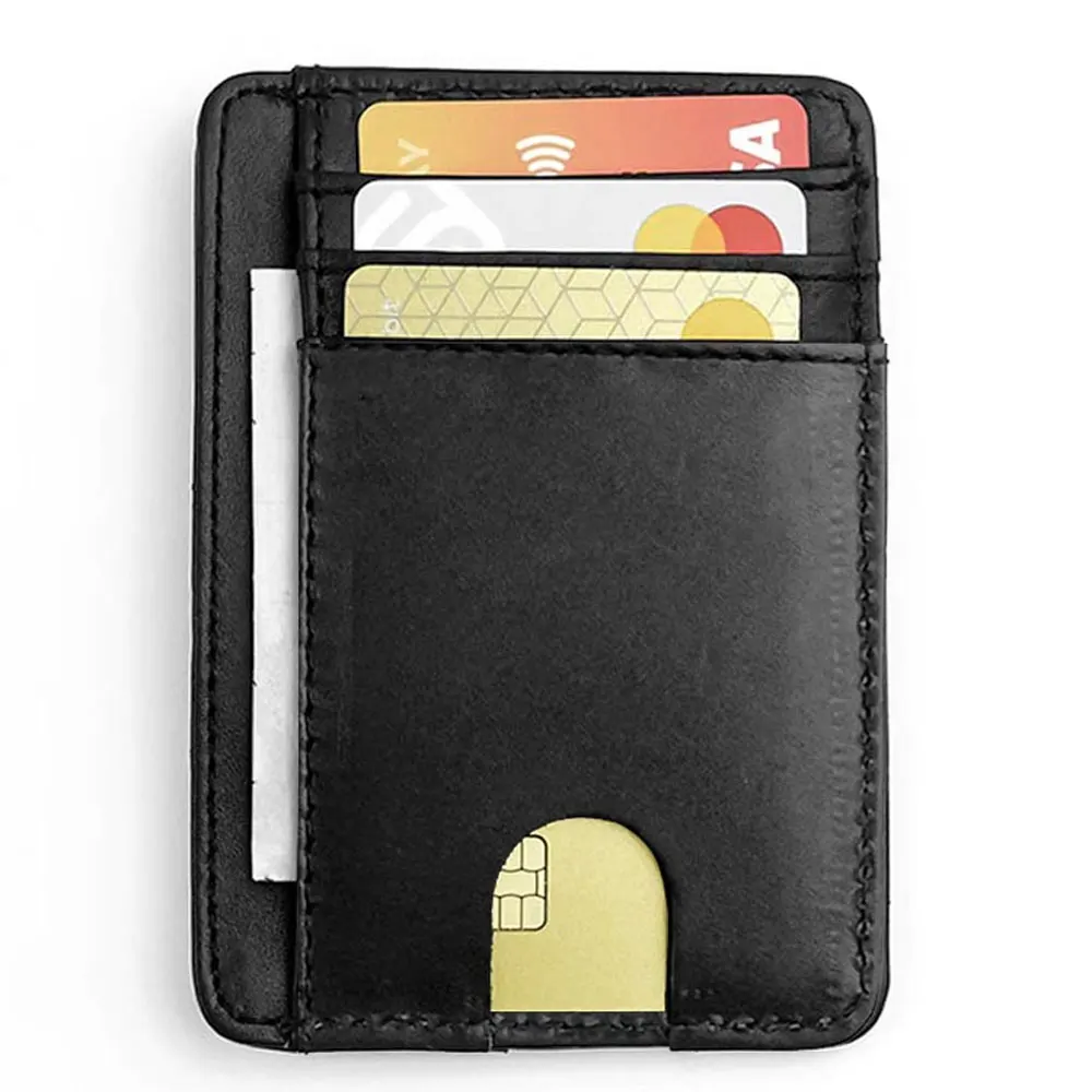 Genuine Leather Wallet Men Classic Black Soft Purse Coin Pocket Credit Card Holder Men Genuine Leather Wallet Zipper Card Holder
