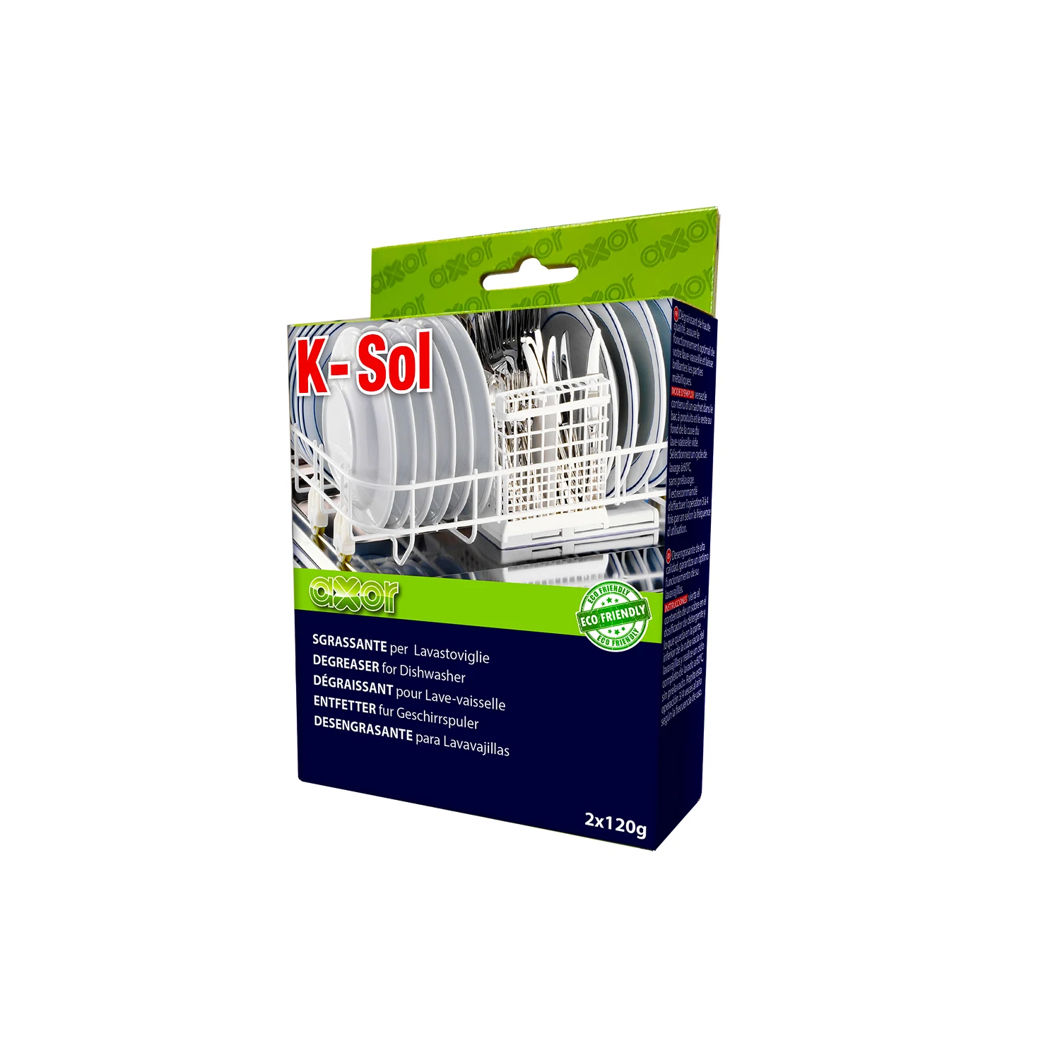 High Performance Powder Degreaser For Dishwasher K-SOL Pack 2 Sachets 120 g Made In Italy