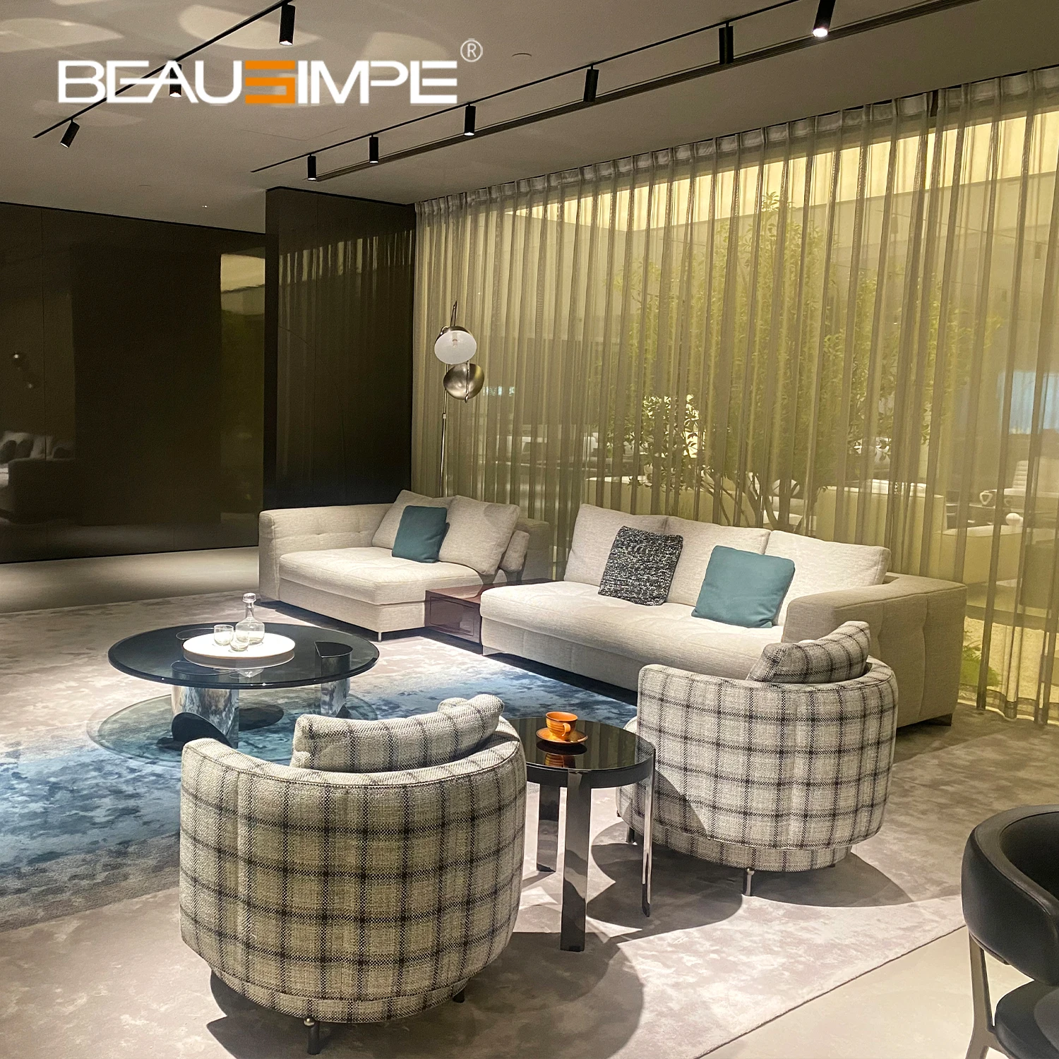 High density sponge comfort fabric sofa material living room villa modern sofa modular multi customized shape minimalism sofas