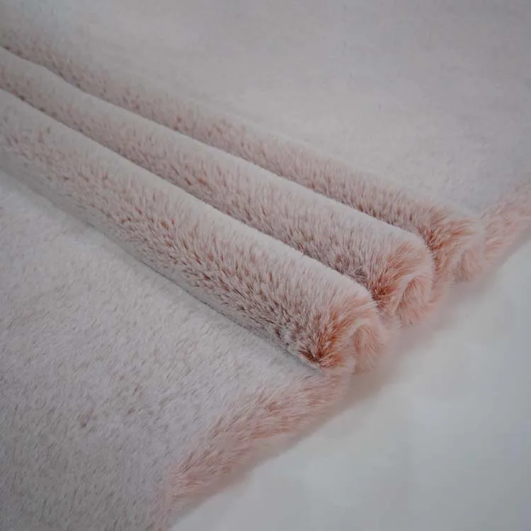 400gsm Plush Fleece Artificial Animal Skin Polyester Winter Fake Faux Rabbit Fur Tip Dyed Fabric