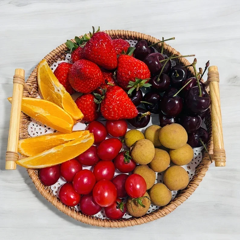 Handwoven Straw flower Storage Baskets Eco-Friendly  for Home Decor for Christmas Bamboo crafts products Rattan tray