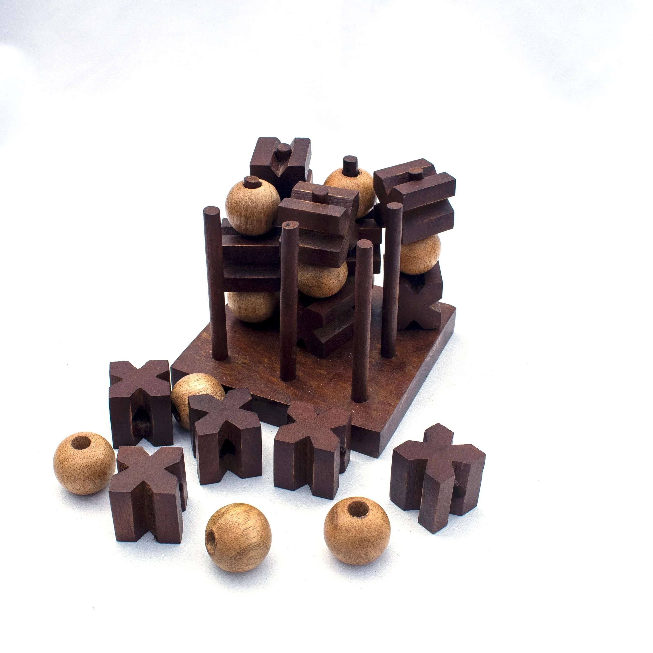Деревянная 3D Tic Tac Toe ручной работы деревянная игра для взрослых и детей
