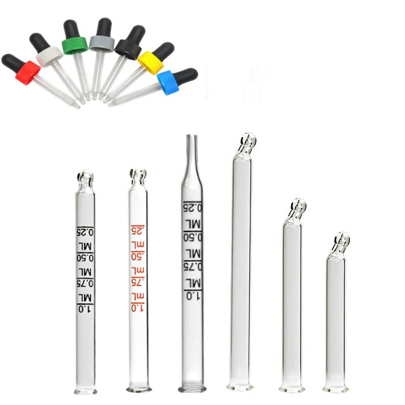 Factory Custom Clear Bent Tip Glass Dropper Pipette for Essential Oil Bottle