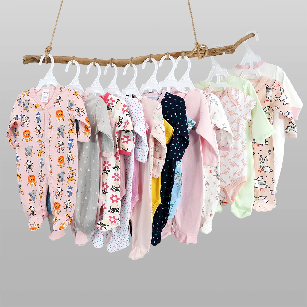 SUNNOZY 2-Piece Baby Clothing Set, 100% Cotton, Mix-Colors for Boys/Girls, 0-9 Months
