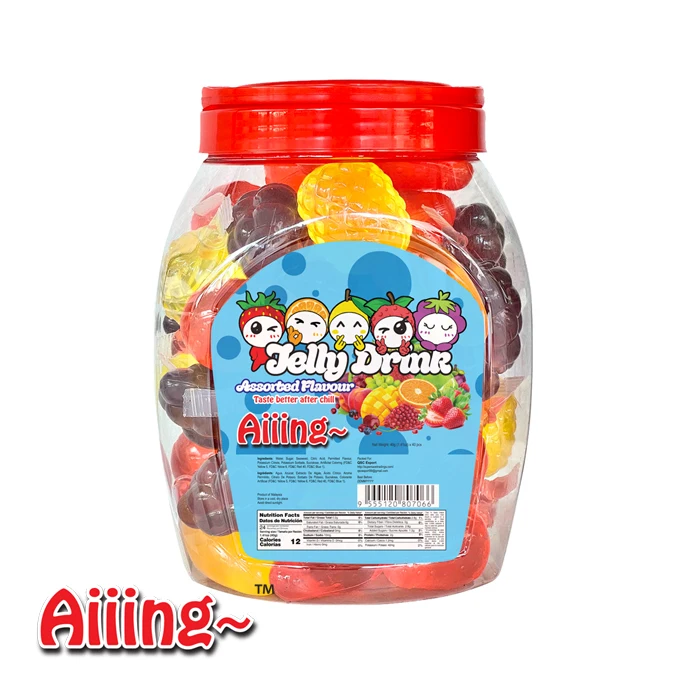 Aiiing Fruit Jelly Drink Tik Tok Fruit Shaped Jelly Grapes, Strawberry, Pineapple, Mango Assorted 40g x 40 pcs x 6 jars extra