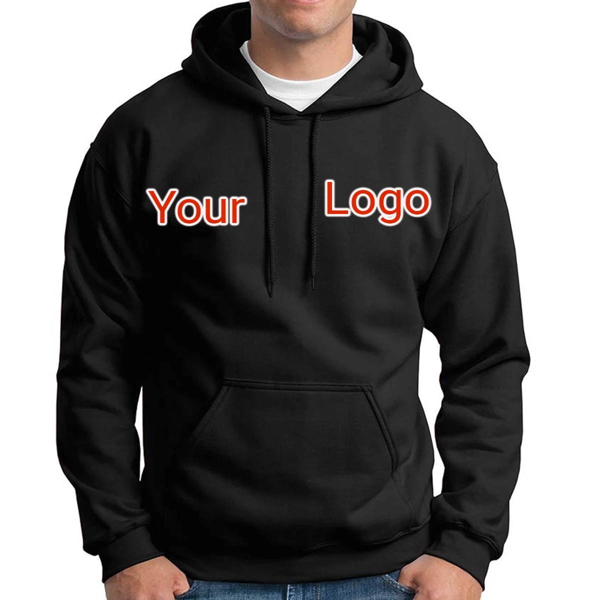 custom logo blank plain gym heavyweight pullover black oversized 100% cotton hoodies sweatshirts men streetwear for men